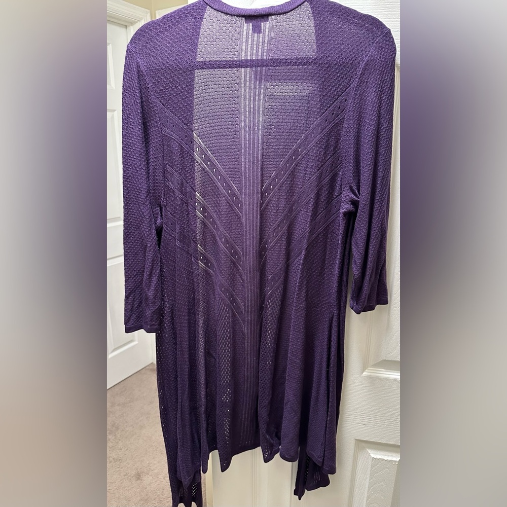Women's Purple Open-Front Sweater - Picture 9 of 13